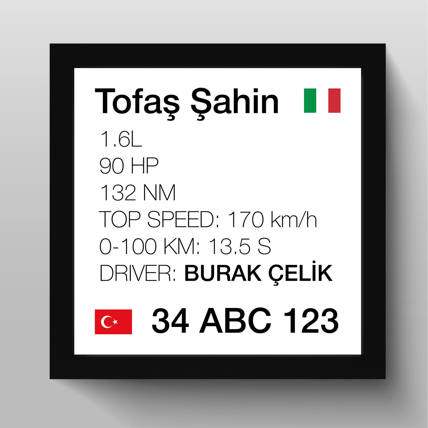 Kişiye Özel 3'lü Araba Tablo