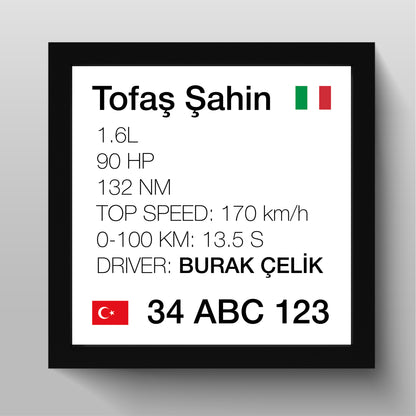Kişiye Özel 3'lü Araba Tablo